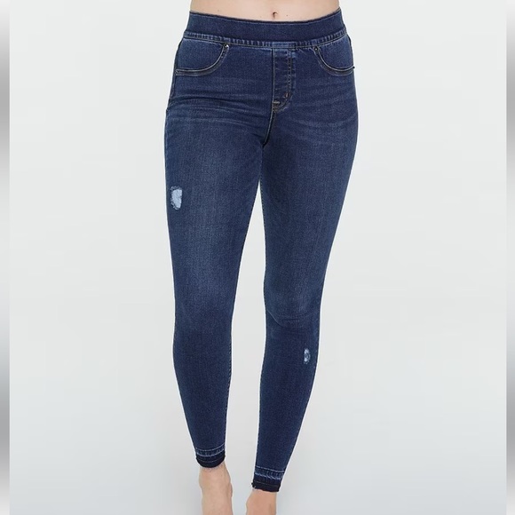 SPANX Denim - Spanx Distressed Denim High Rise Elastic Waist Jeggings Women’s Medium